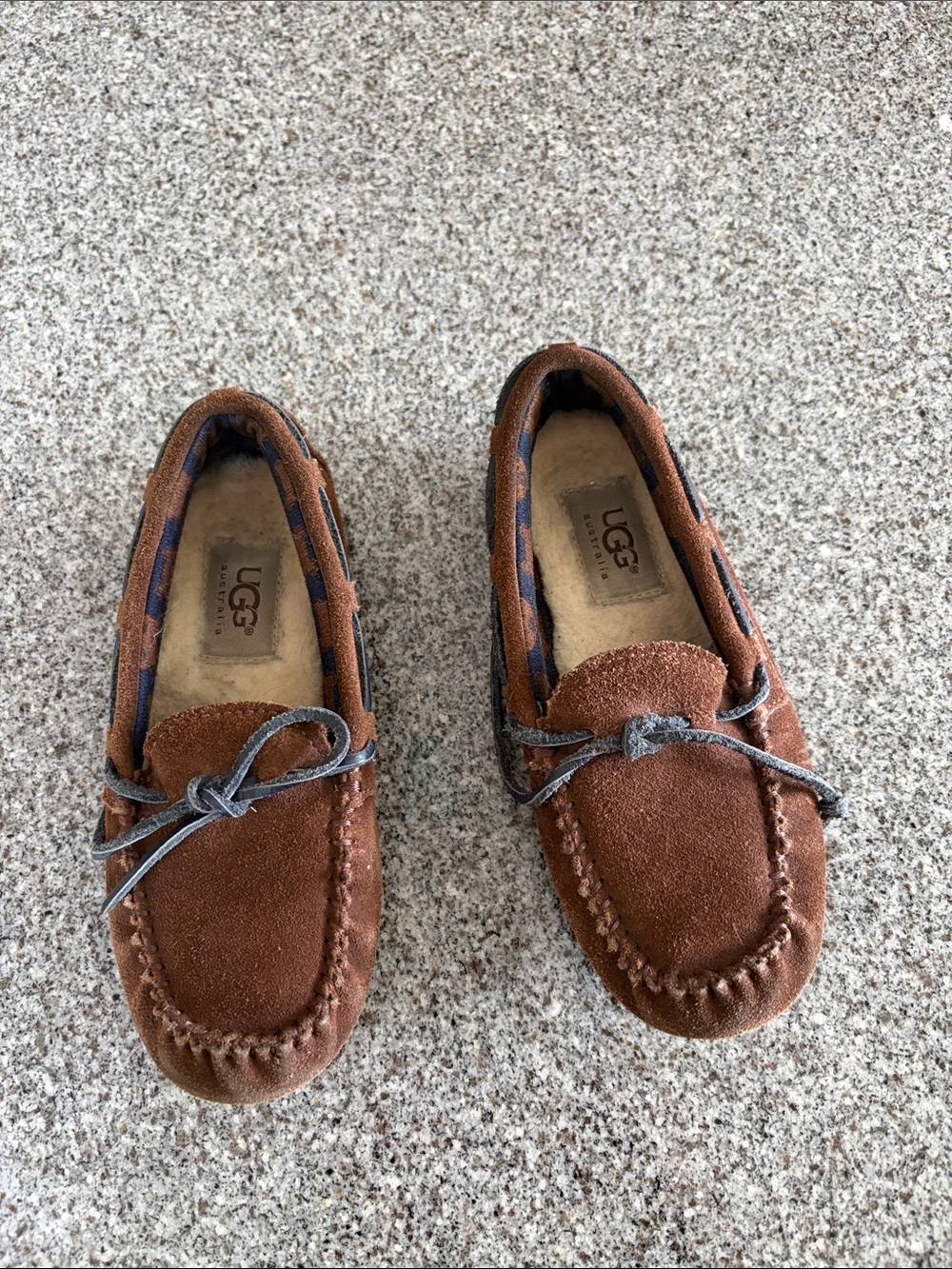 UGG kids  Chestnut Suede Moccasin Slip-Ons